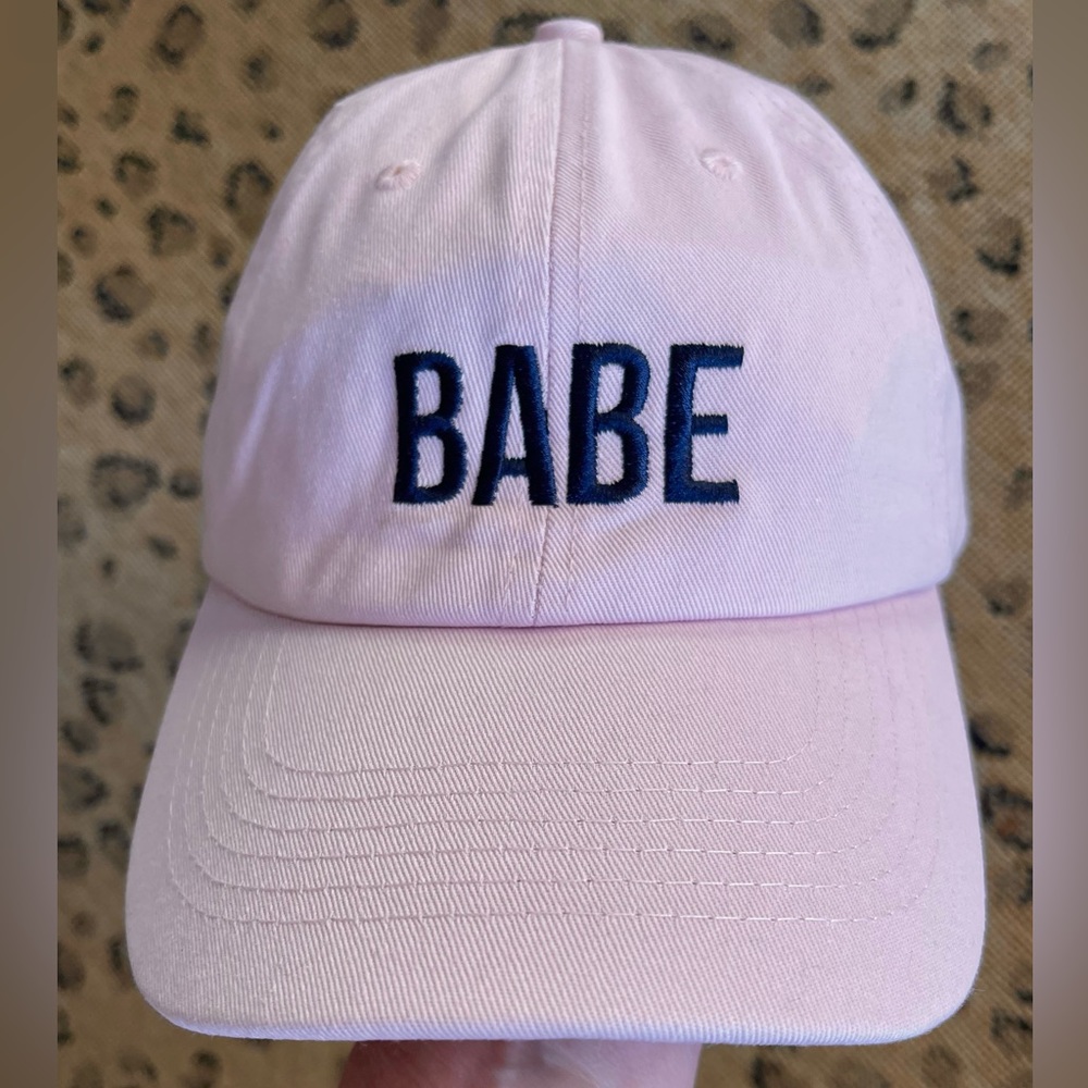 Baseball Cap In Pink Embroidered With “BABE”